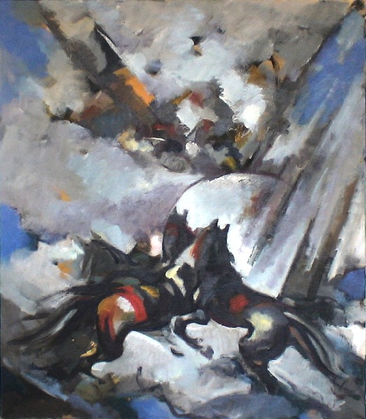 "Cavalli dell'Apocalisse" (olio su tela degli anni '60)