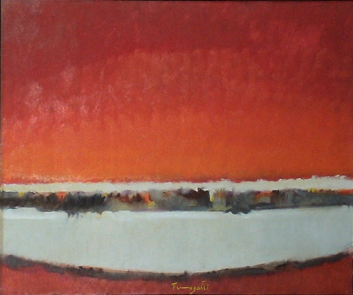 "Pianura rossa" (olio su tela degli anni '70)